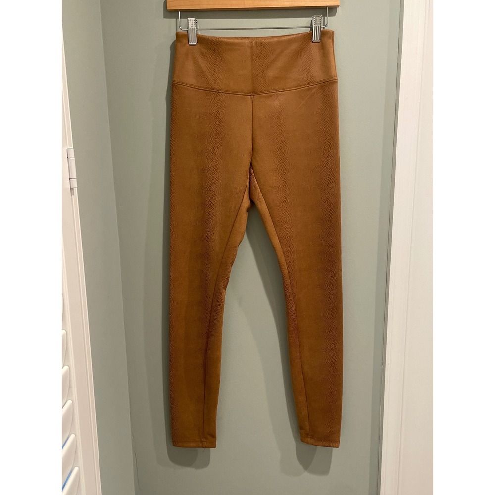 Catherine Malandrino Cognac Faux‎ Leather Snakeskin Textured Leggings Womens XS